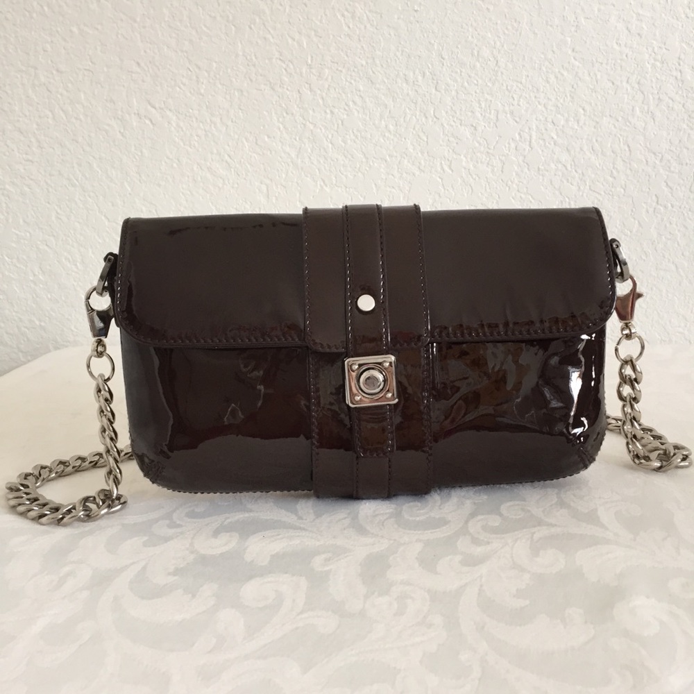 lanvin patent leather chain strap crossbody bag